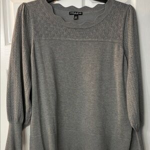 Cable & Gauge Light Gray Textured Knit Pullover